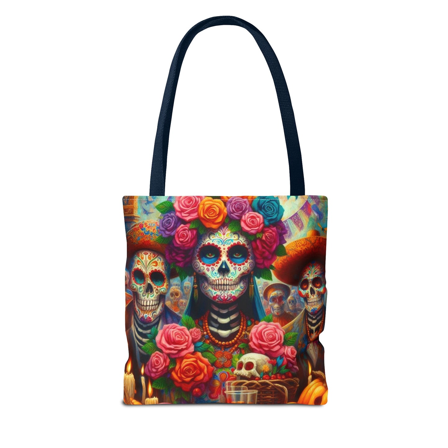 Colorful Dia de Los Muertos Tote Bag - Floral Skull Design for Celebrations