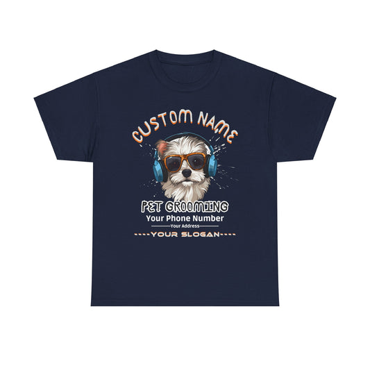 Pet Groomer Personalized T-Shirt, Customizable Business Promotion Shirt, Name Phone Address Slogan, Small Business Marketing Apparel
