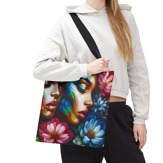 Colorful Floral Art Tote Bag - Vibrant, Eco-Friendly Carryall for Nature Lovers