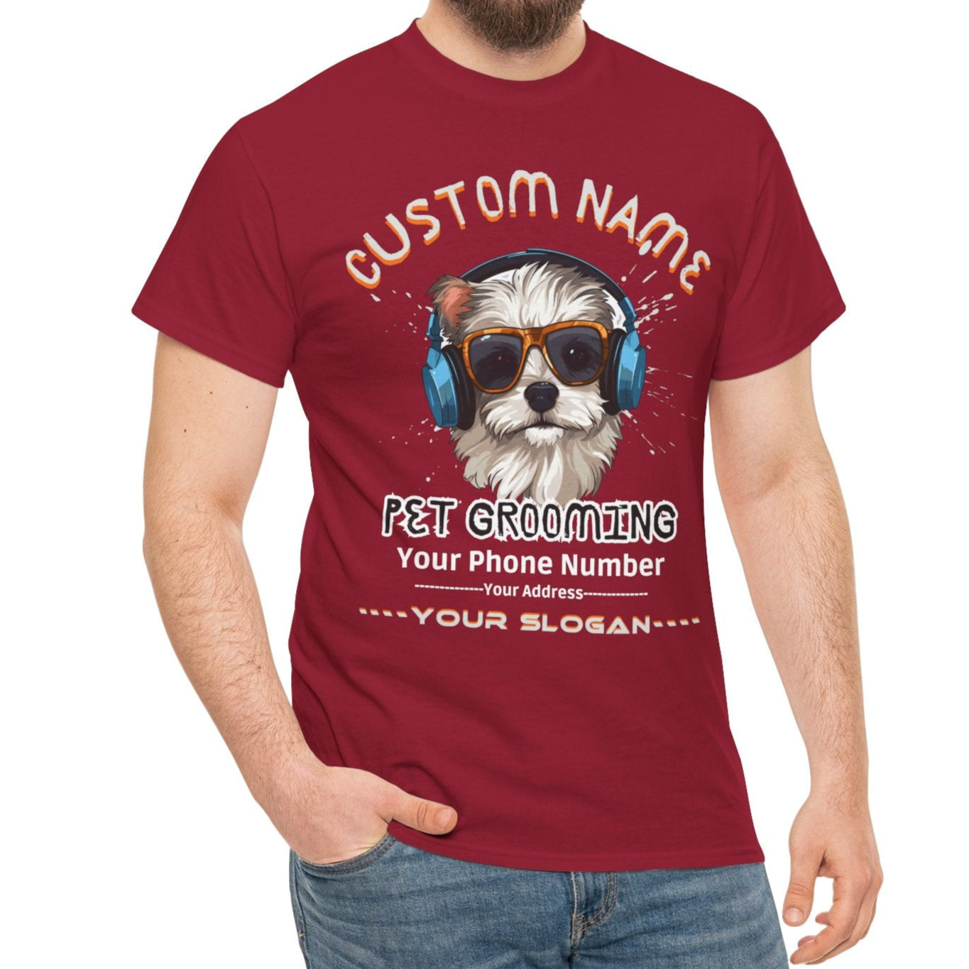 Pet Groomer Personalized T-Shirt, Customizable Business Promotion Shirt, Name Phone Address Slogan, Small Business Marketing Apparel
