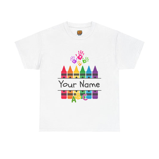 Personalized Teachers shirt with crayon design | 100% Cotton