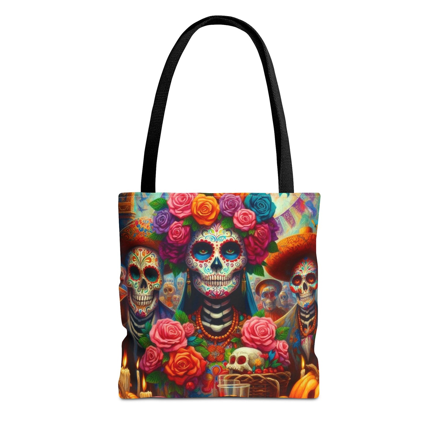 Colorful Dia de Los Muertos Tote Bag - Floral Skull Design for Celebrations
