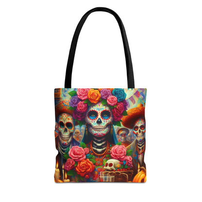Colorful Dia de Los Muertos Tote Bag - Floral Skull Design for Celebrations