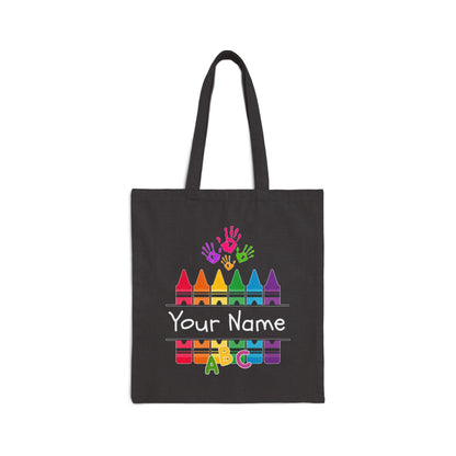 Personalized Crayon Tote - Custom Name School Art Bag