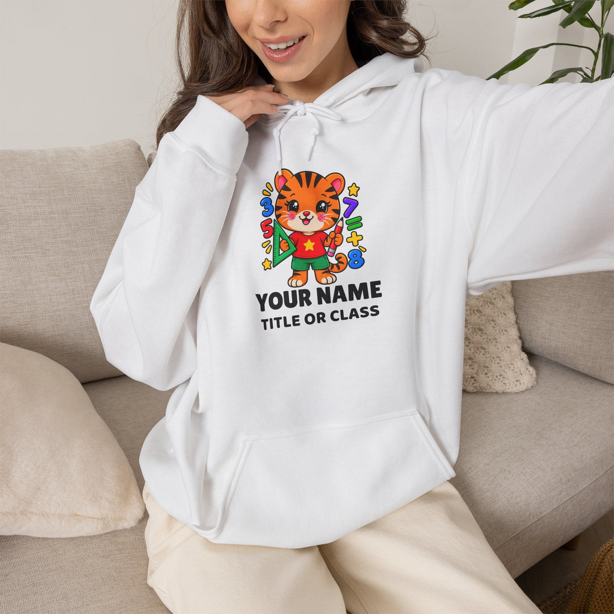 Personalized Teacher Hoodie with Name & Title | Tiger Classroom Sweatshirt