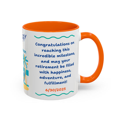 Retirement Coffee Mug, Personalized Gift, Cozy Celebration Present, Milestone Commemoration, Office Desk Decor, Retirement Gift Idea,