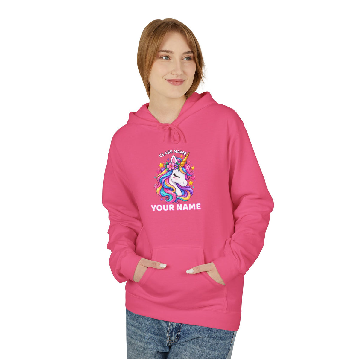 Personalized Unicorn Teacher Hoodie – Custom Name & Classroom Sweatshirt