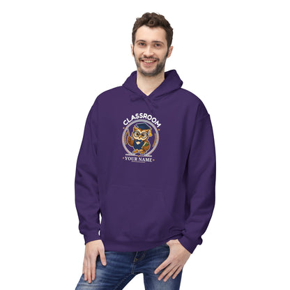 Personalized Teacher Owl Hoodie – Custom Name & Classroom Sweatshirt
