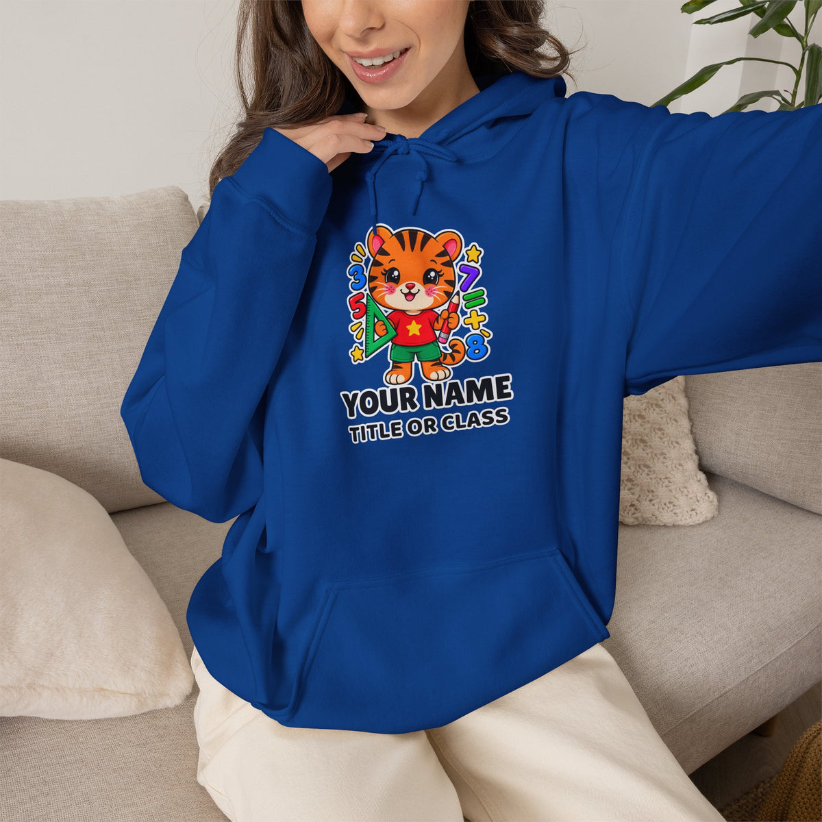 Personalized Teacher Hoodie with Name & Title | Tiger Classroom Sweatshirt