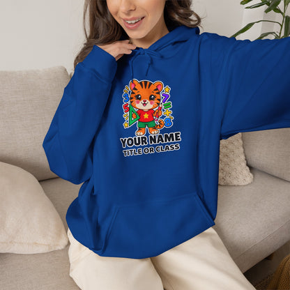 Personalized Teacher Hoodie with Name & Title | Tiger Classroom Sweatshirt