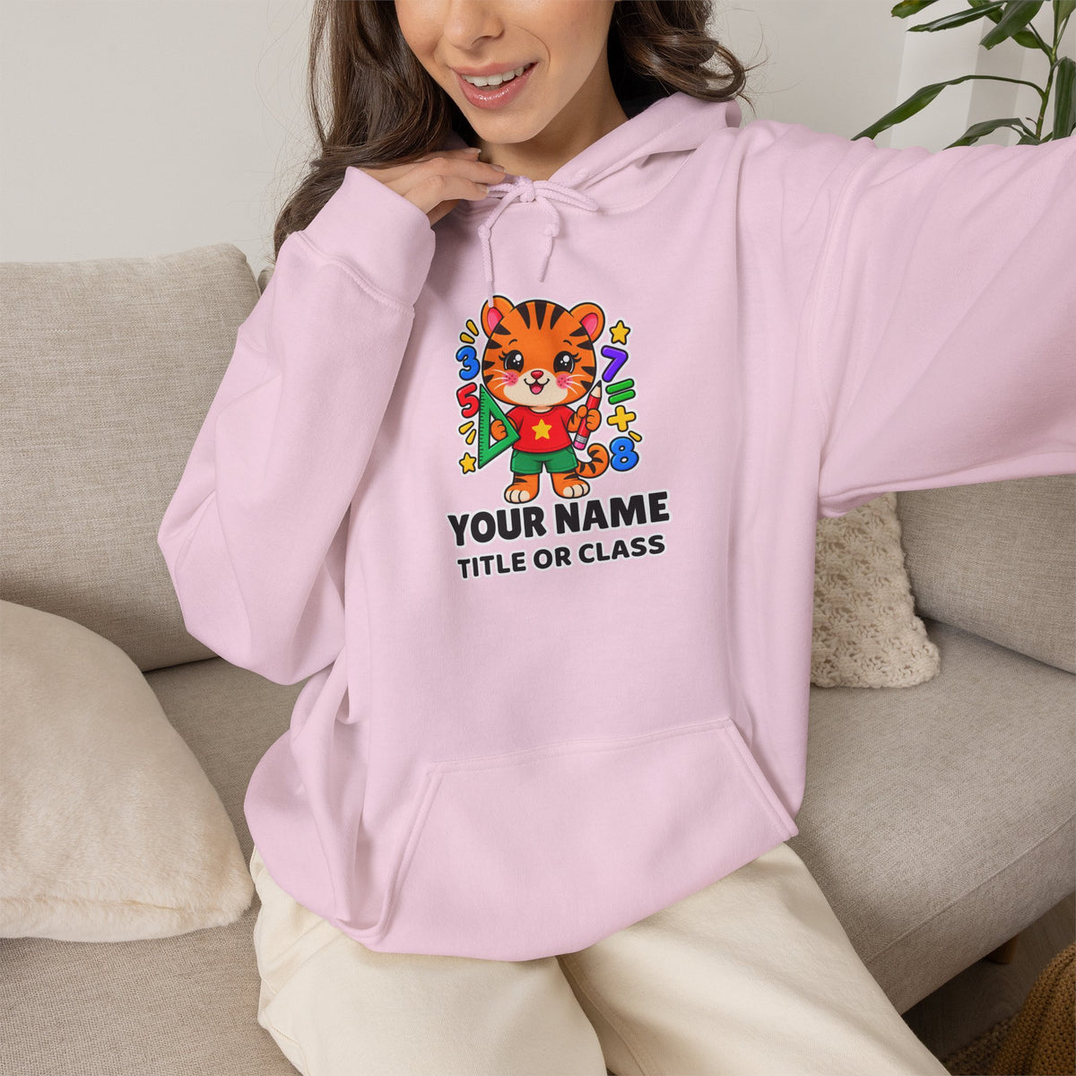 Personalized Teacher Hoodie with Name & Title | Tiger Classroom Sweatshirt