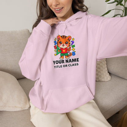 Personalized Teacher Hoodie with Name & Title | Tiger Classroom Sweatshirt