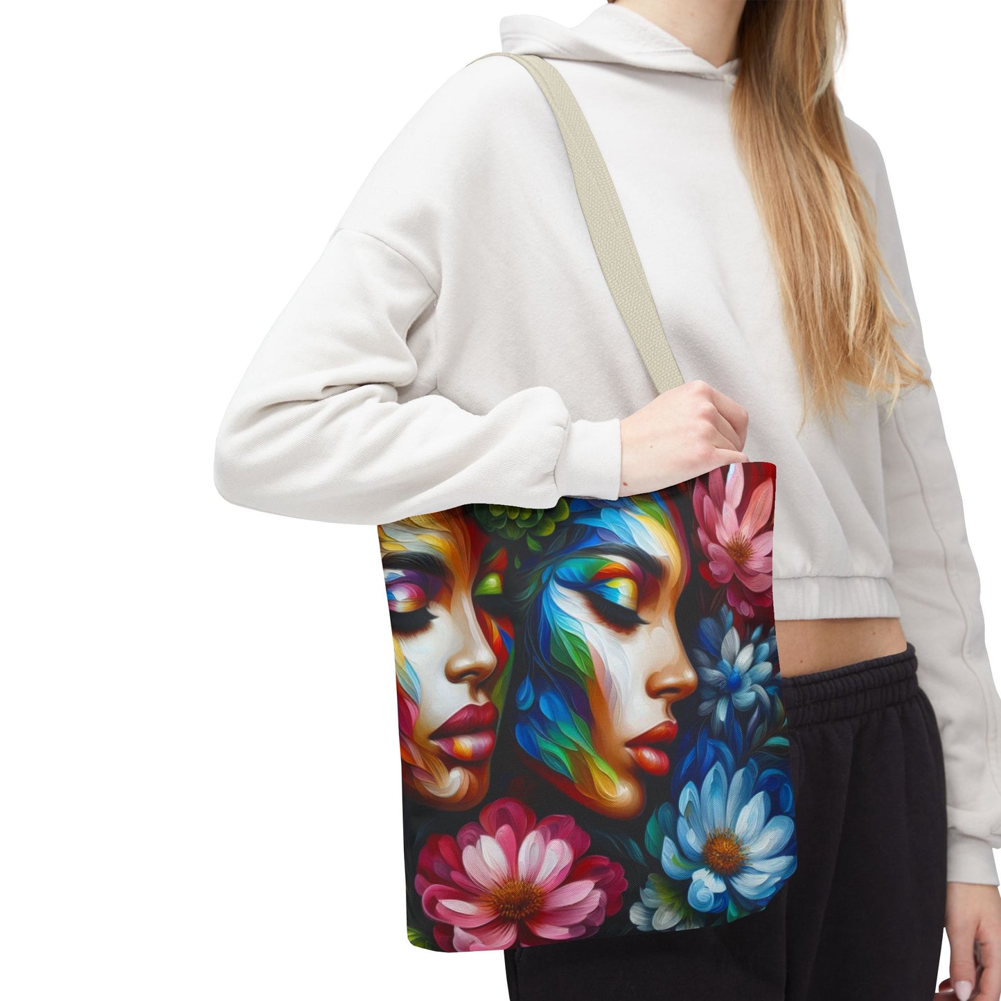 Colorful Floral Art Tote Bag - Vibrant, Eco-Friendly Carryall for Nature Lovers
