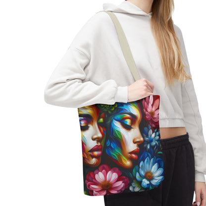 Colorful Floral Art Tote Bag - Vibrant, Eco-Friendly Carryall for Nature Lovers