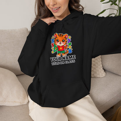Personalized Teacher Hoodie with Name & Title | Tiger Classroom Sweatshirt