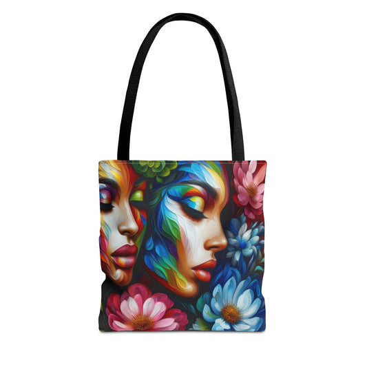 Colorful Floral Art Tote Bag - Vibrant, Eco-Friendly Carryall for Nature Lovers
