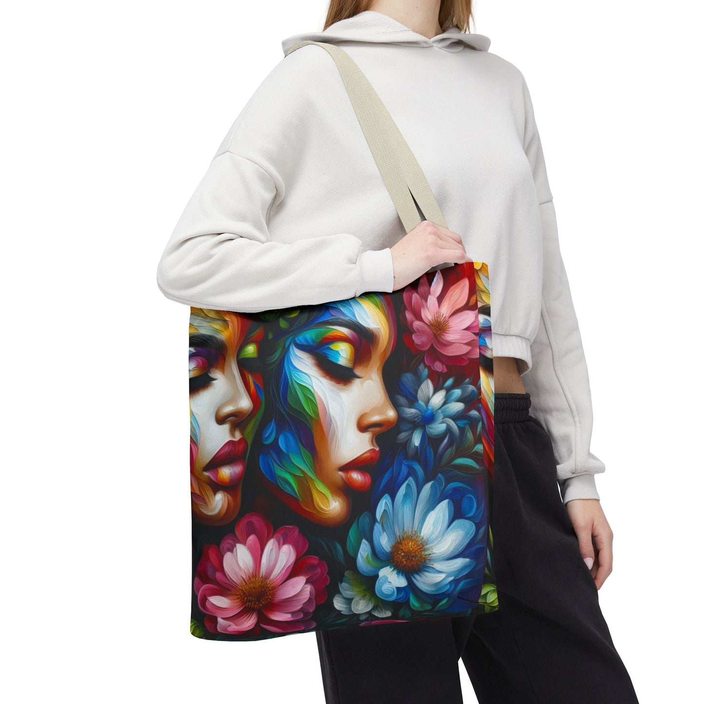 Colorful Floral Art Tote Bag - Vibrant, Eco-Friendly Carryall for Nature Lovers