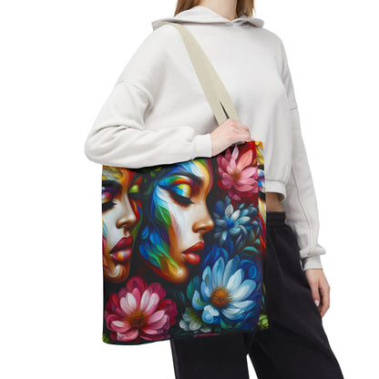 Colorful Floral Art Tote Bag - Vibrant, Eco-Friendly Carryall for Nature Lovers