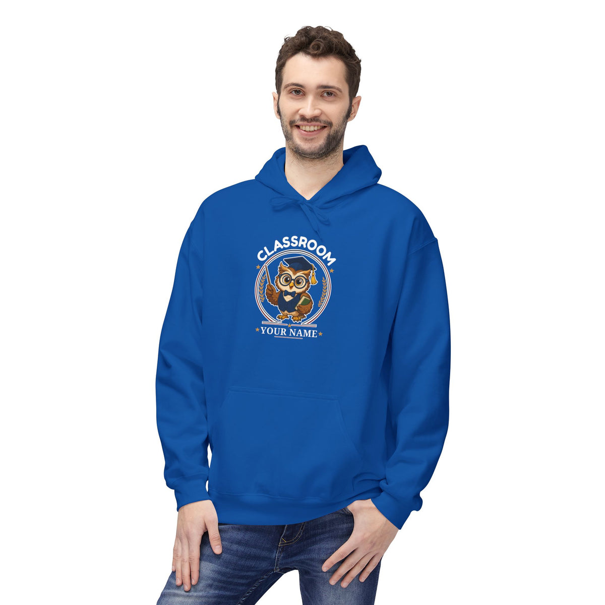 Personalized Teacher Owl Hoodie – Custom Name & Classroom Sweatshirt