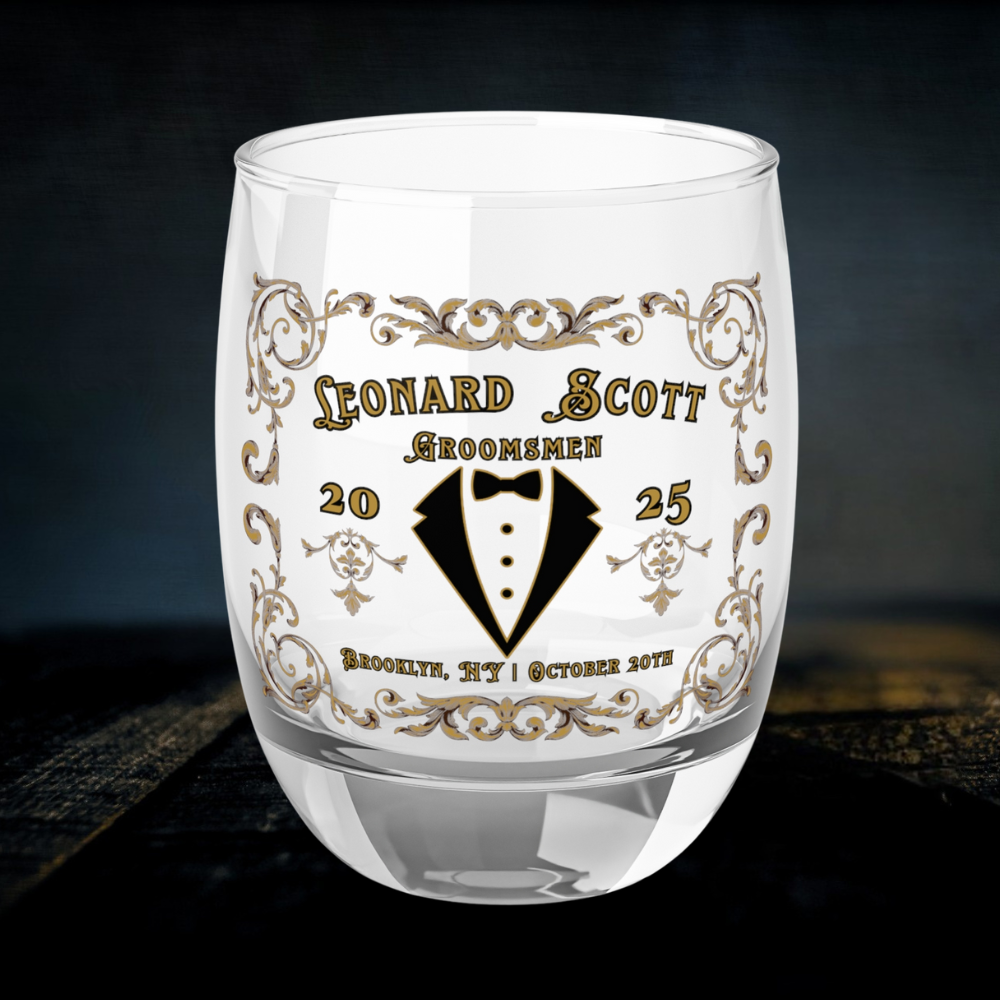 Elegant Customizable Whiskey glass for the Groomsman