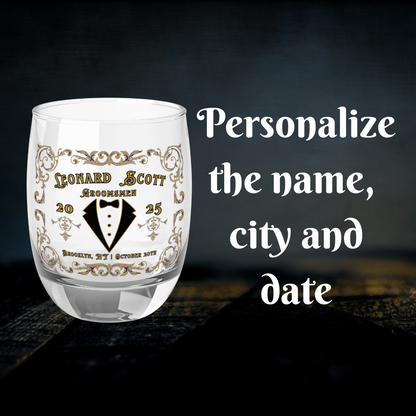 Elegant Customizable Whiskey glass for the Groomsman
