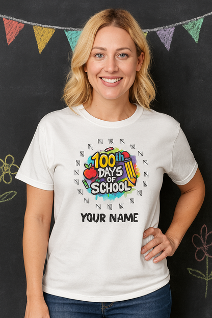 100 Days of School Unisex Tee, Customizable shirt