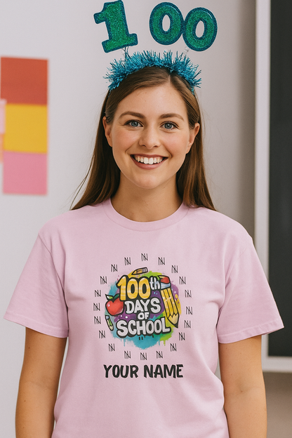 100 Days of School Unisex Tee, Customizable shirt
