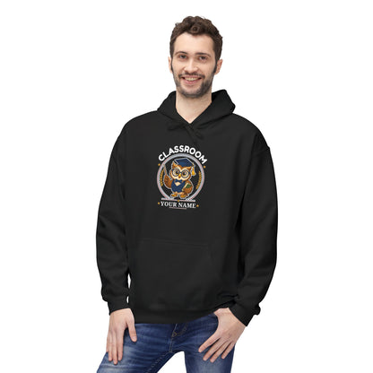 Personalized Teacher Owl Hoodie – Custom Name & Classroom Sweatshirt