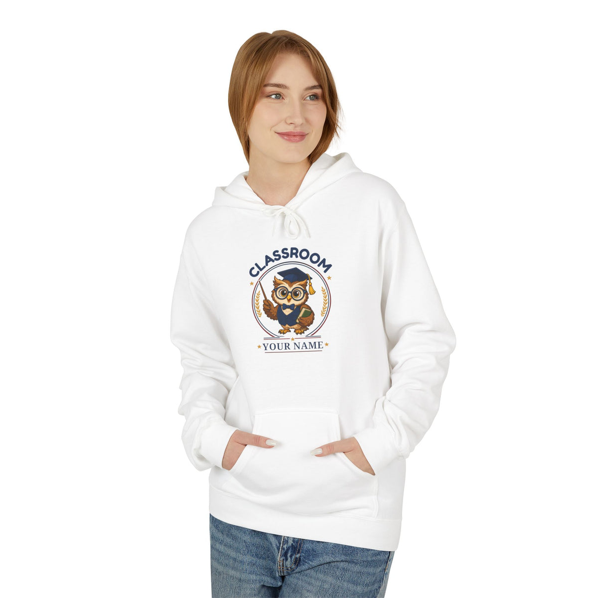 Personalized Teacher Owl Hoodie – Custom Name & Classroom Sweatshirt