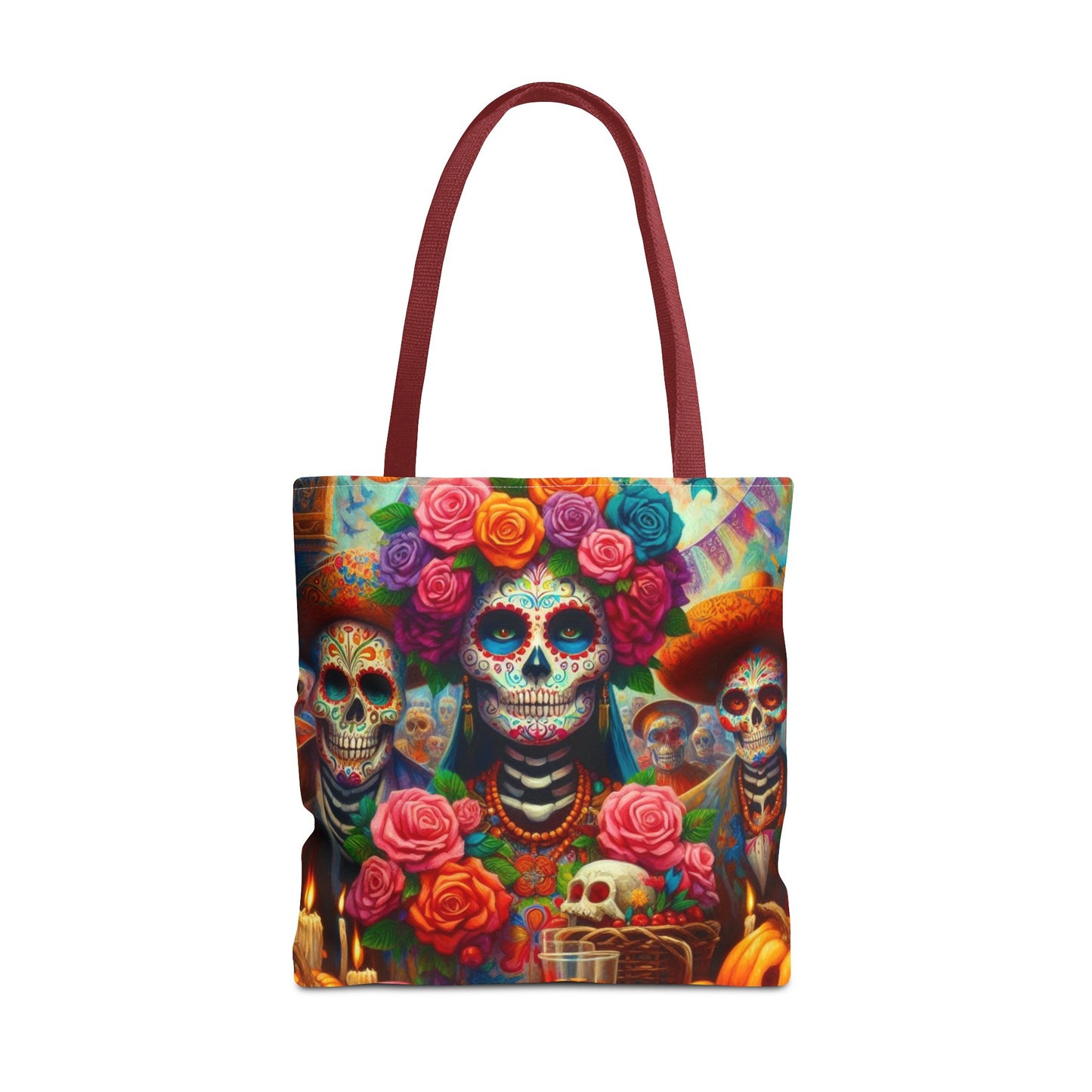 Colorful Dia de Los Muertos Tote Bag - Floral Skull Design for Celebrations
