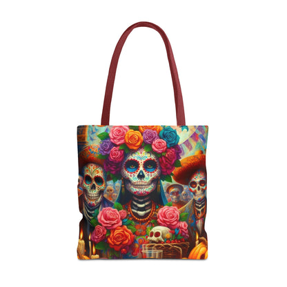 Colorful Dia de Los Muertos Tote Bag - Floral Skull Design for Celebrations