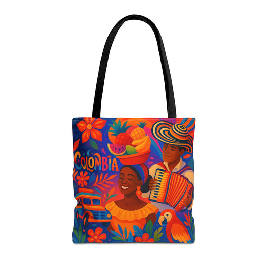 Vibrant Colombian Art Tote Bag, Colorful Beach Bag, Market Tote, Gift for Travelers, Eco-Friendly Shopping Bag