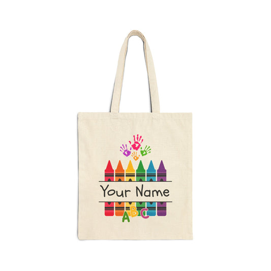 Personalized Crayon Tote - Custom Name School Art Bag