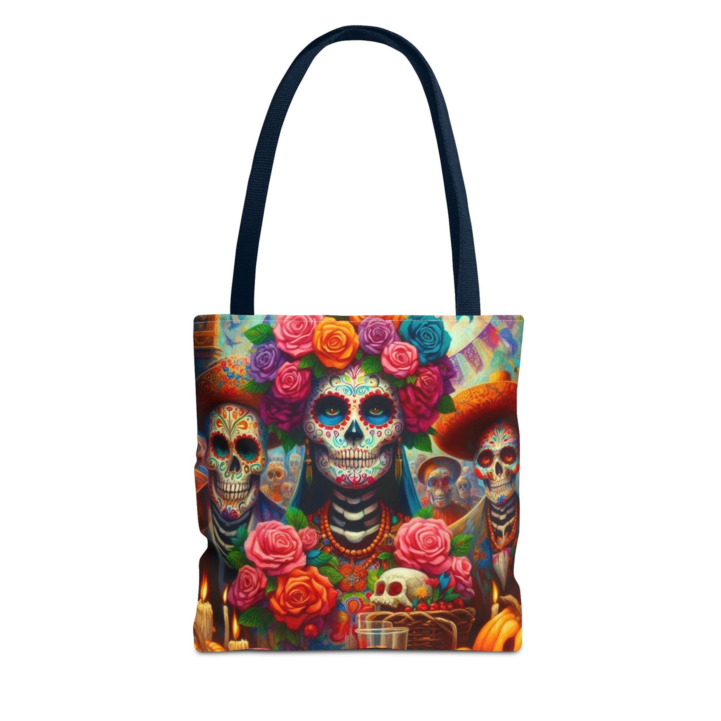 Colorful Dia de Los Muertos Tote Bag - Floral Skull Design for Celebrations