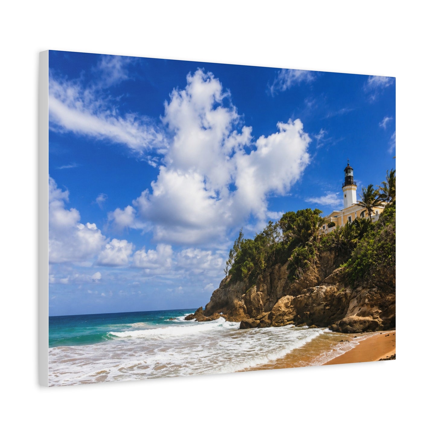 Lighthouse Beach Canvas Print — Matte Stretched Wall Art