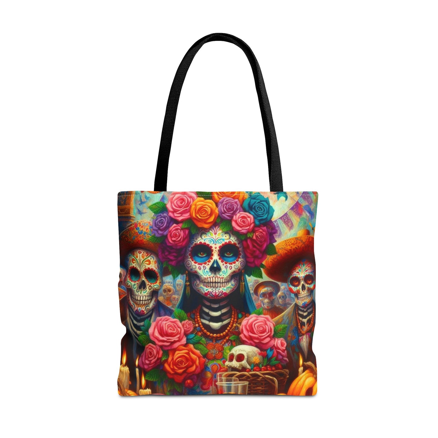 Colorful Dia de Los Muertos Tote Bag - Floral Skull Design for Celebrations