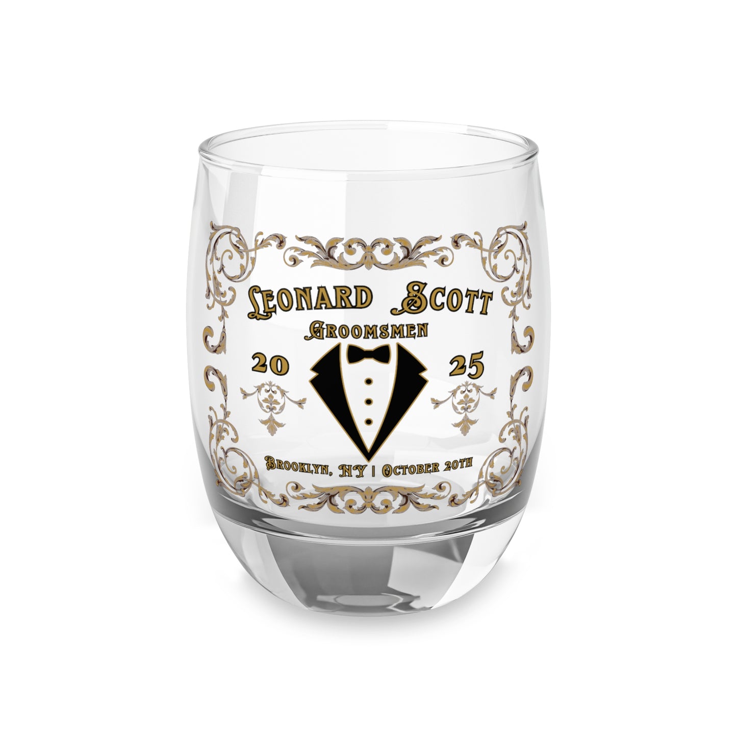 Elegant Customizable Whiskey glass for the Groomsman