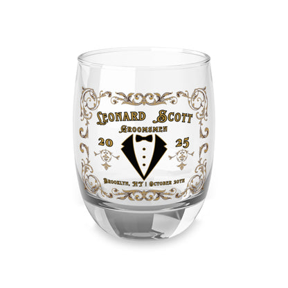 Elegant Customizable Whiskey glass for the Groomsman