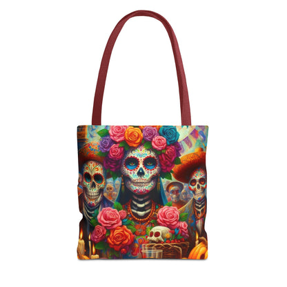 Colorful Dia de Los Muertos Tote Bag - Floral Skull Design for Celebrations
