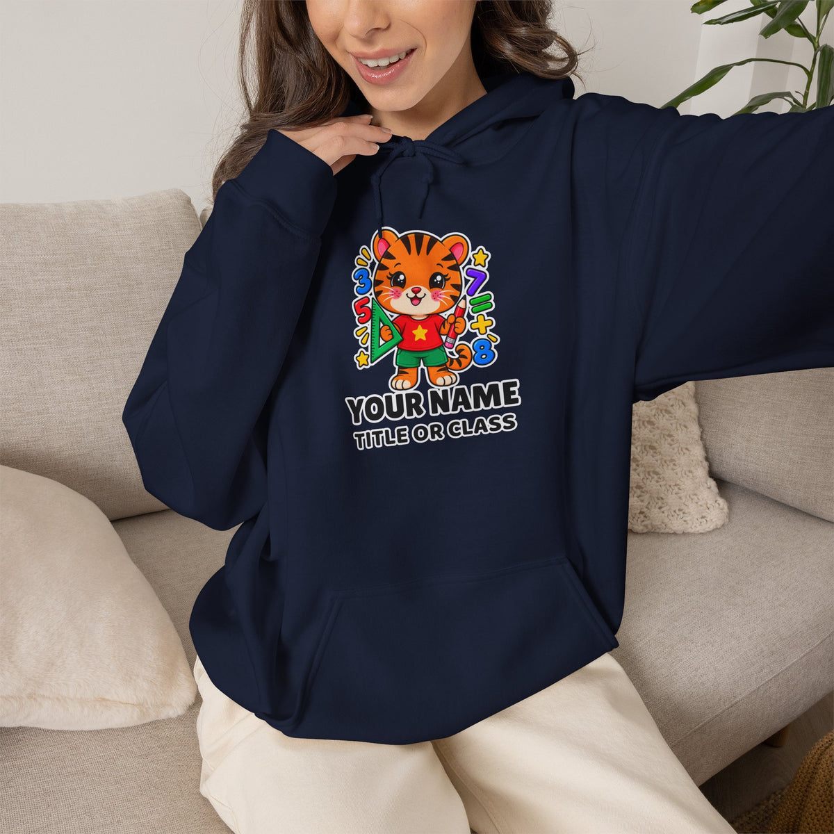 Personalized Teacher Hoodie with Name & Title | Tiger Classroom Sweatshirt