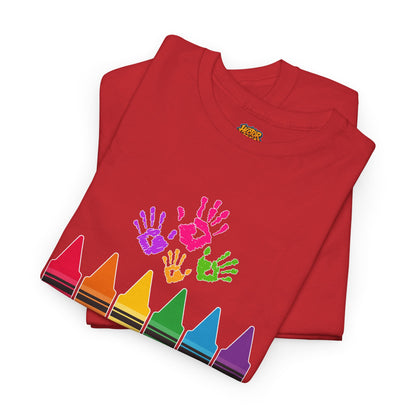 Personalized Teachers shirt with  crayon design | 100% Cotton