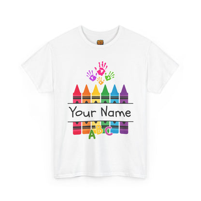 Personalized Teachers shirt with  crayon design | 100% Cotton