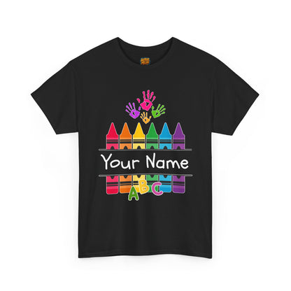 Personalized Teachers shirt with  crayon design | 100% Cotton