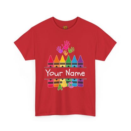 Personalized Teachers shirt with  crayon design | 100% Cotton