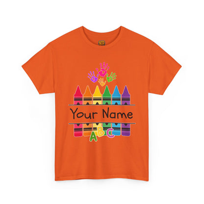 Personalized Teachers shirt with  crayon design | 100% Cotton
