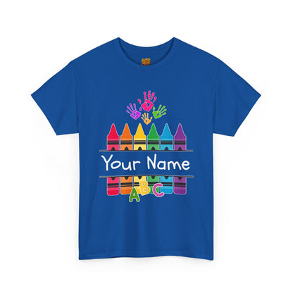 Personalized Teachers shirt with  crayon design | 100% Cotton