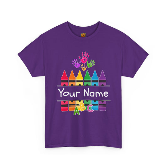 Personalized Teachers shirt with  crayon design | 100% Cotton