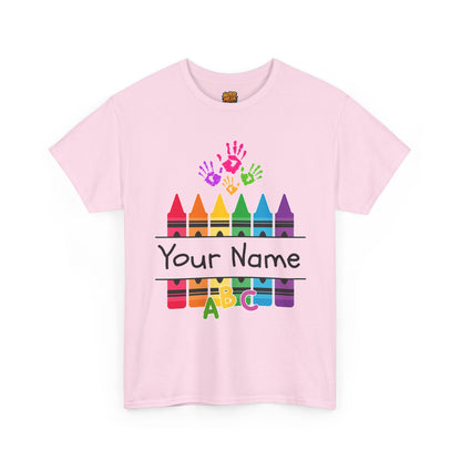Personalized Teachers shirt with  crayon design | 100% Cotton
