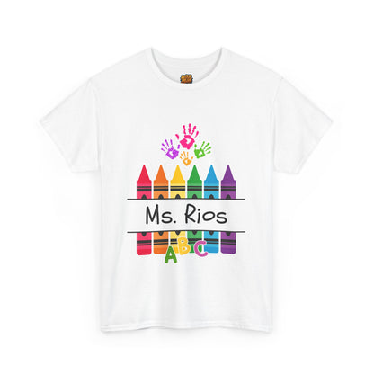 Personalized Teachers shirt with  crayon design | 100% Cotton