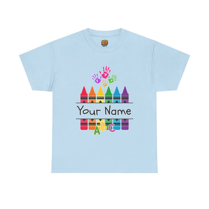 Personalized Teachers shirt with  crayon design | 100% Cotton